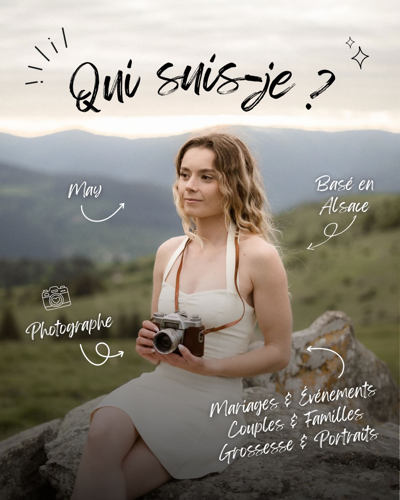 ✨ Je suis Maylis Herbin, mais tout le monde m’appelle May.
Photographe basée en Alsace, je me déplace partout où vos pr