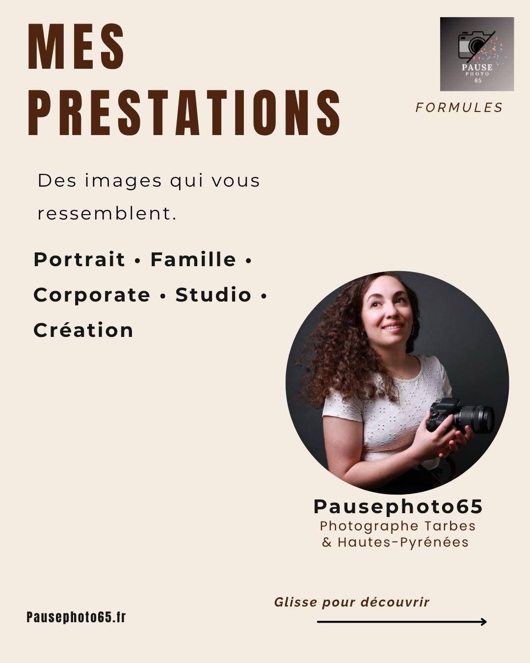 ✨ Voici mes prestations !

Du portrait simple au portrait plus artistique, il y en a pour tous les goûts 📸

Que tu sois