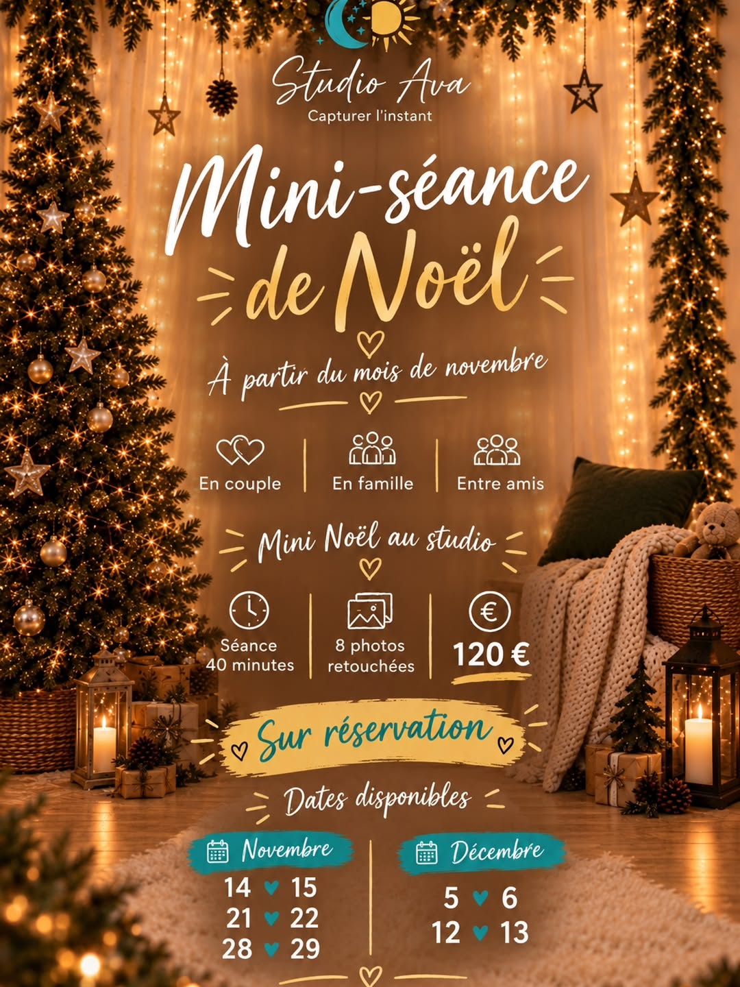 🎄✨ Les mini-séances de Noël débarquent au studio ! ✨🎄
Cette année, j’avais envie de vous préparer un décor tout doux,